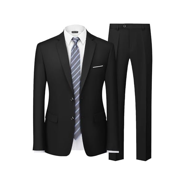 Men's Slim Fit 2 Button 2-Piece Suit Set, Solid Blazer Dress Business Wedding Party Homecoming Jacket Pants