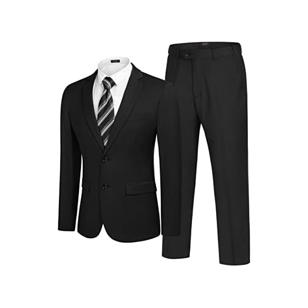 Men's 2 Piece Suits Classic Fit 2 Button Dress Suits Tuxedo Jacket Blazer for Wedding Business Dinner Prom