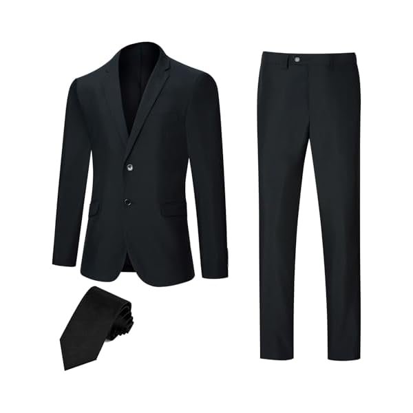 Men's Suit Slim Fit 2 Piece Suits for Men, Two Button Blazer Jacket Pants Set with Tie for Wedding Business Dinner