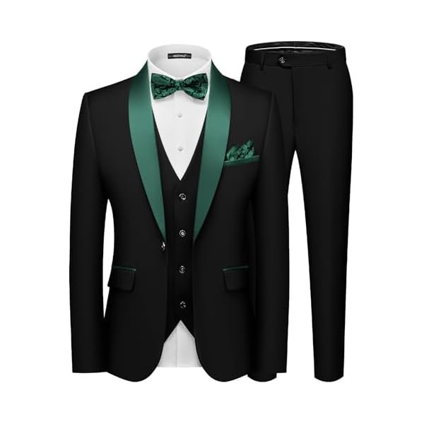 Men's Slim Fit 3 Piece Suit Solid Shawl Lapel Blazer Jacket Vest Pants Set for Dinner Party Formal Wedding Prom