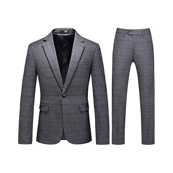 Mens Plaid Suit Tweed Slim Fit 2 Piece Casual Suits for Men One Button Tuxedo Suits Set （Blazer Jacket & Pants Set）