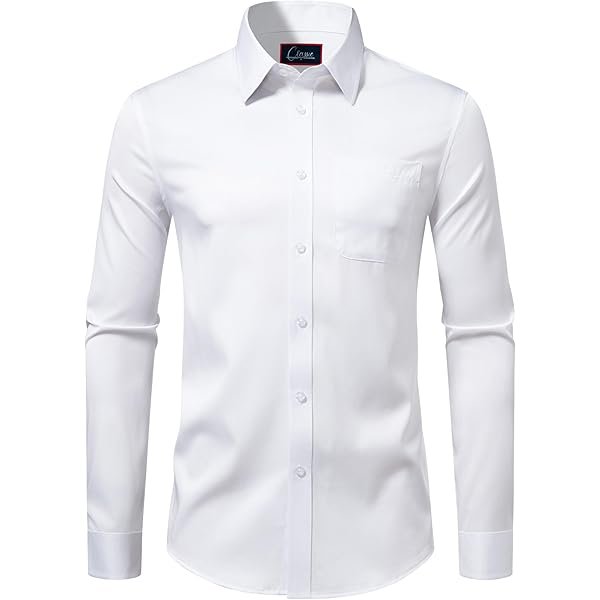 Mens Dress Shirts Stretch Long Sleeve Solid Button Down Shirts Casual Business Regular Fit Shirts with Pocket