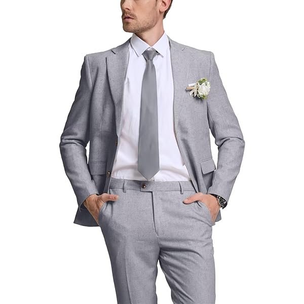 Retro Linen Mens Suit 2 Pieces Slim Fit Light Weight Linen Beach Summer Suits Tuxedo Set Jacket Blazer Pant for Men
