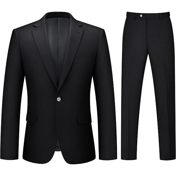 Mens Suit 2 Piece Suits for Men One Button Slim Fit Solid Jacket & Pants Tuxedo Set Business Wedding Party