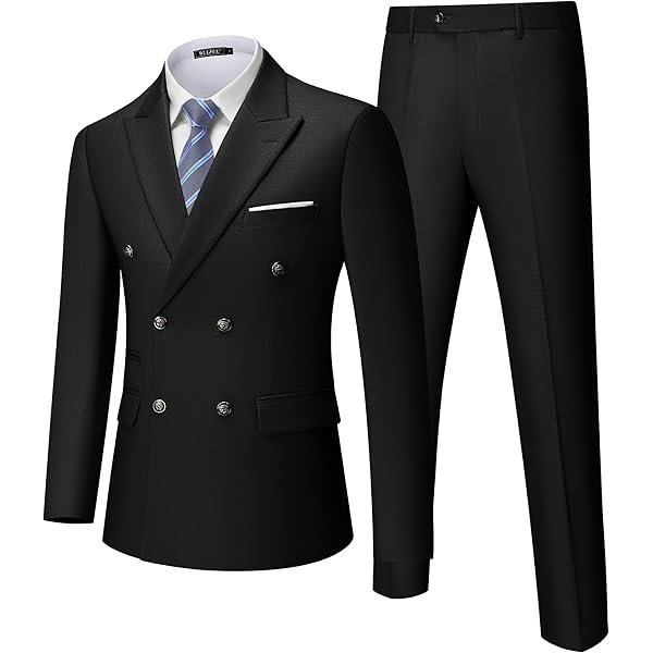 Men's Suits Slim Fit 2 Piece Double Breasted Suit Men Tuxedo Blazer Jacket and Dress Pants Set for Business Wedding