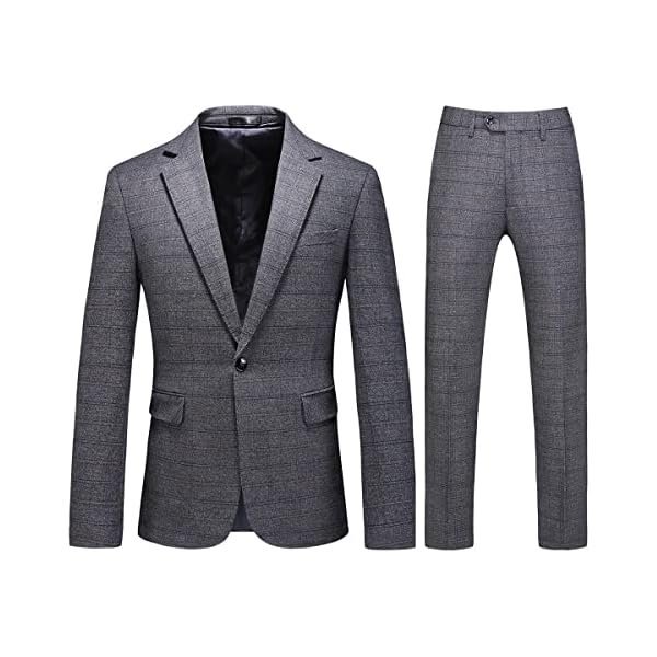 Mens Plaid Suit Tweed Slim Fit 2 Piece Casual Suits for Men One Button Tuxedo Suits Set （Blazer Jacket & Pants Set）