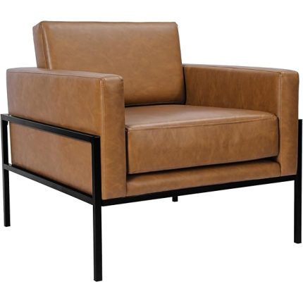 Modern Metal Frame Accent Chair Home Décor|Accent Chairs for Living Room & Bedroom - Carmel Faux Leather