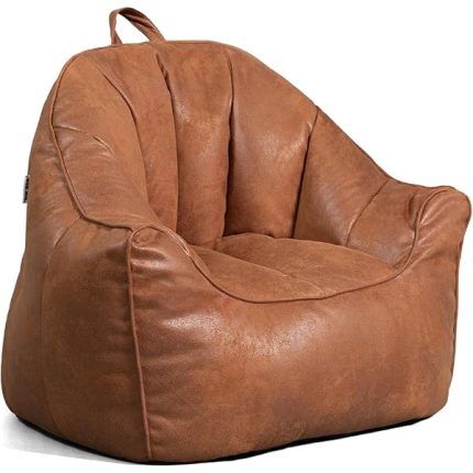 Hug Bean Bag Chair, Tan, Vegan Suede, Kids and Teens, 3 feet